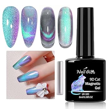 【from the nail】Hologram Angel Eye Gel NAILGIL Cat Eye Gel Nail Polish with Magnet, Jelly Purple